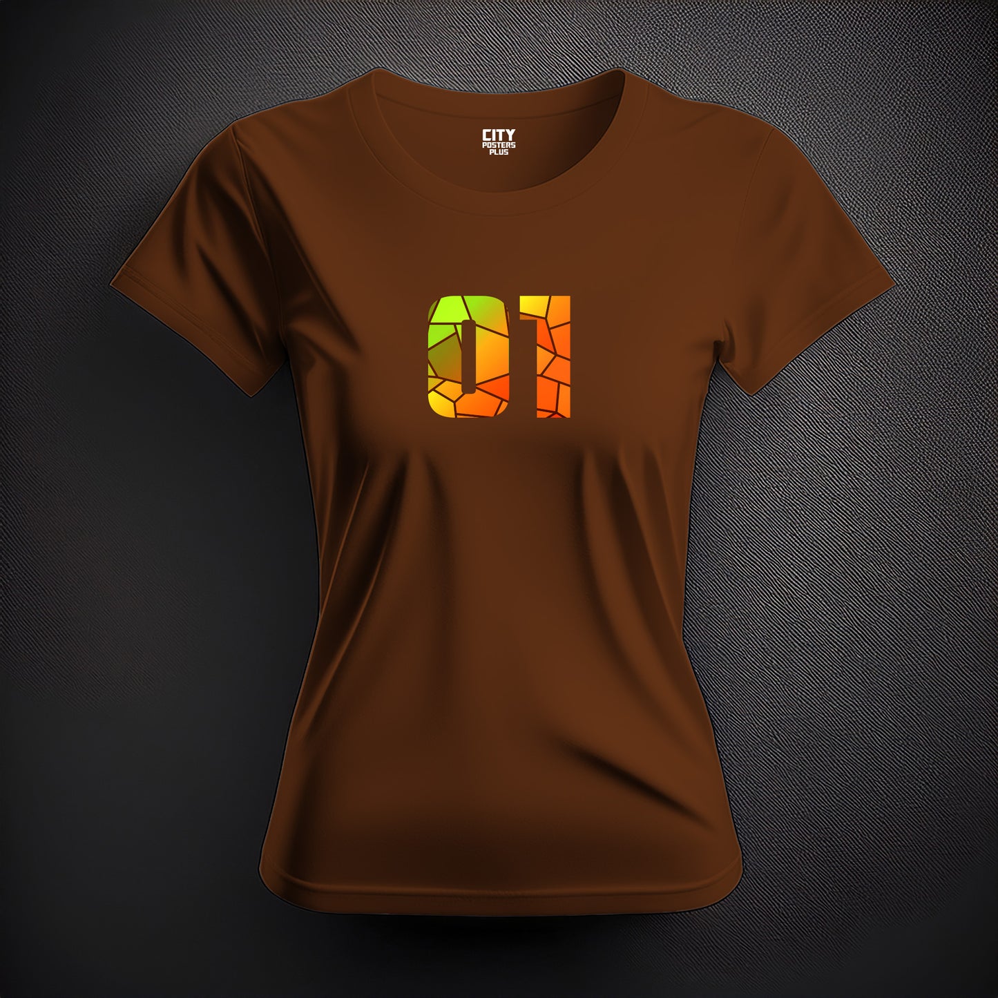 01 Number Women T-Shirt (Brown)