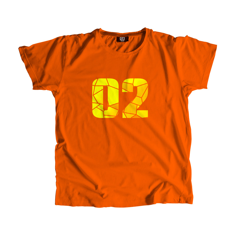 02 Number Men Unisex T-Shirt (Orange)