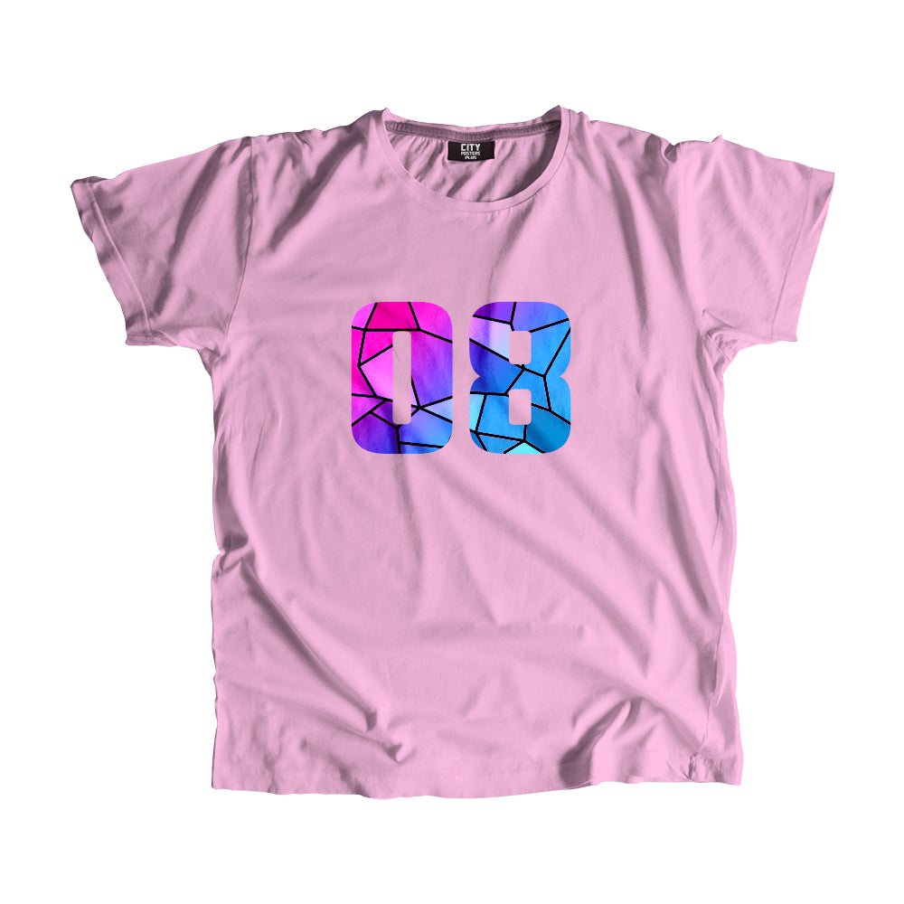 08 Number Men Unisex T-Shirt (Light Pink)