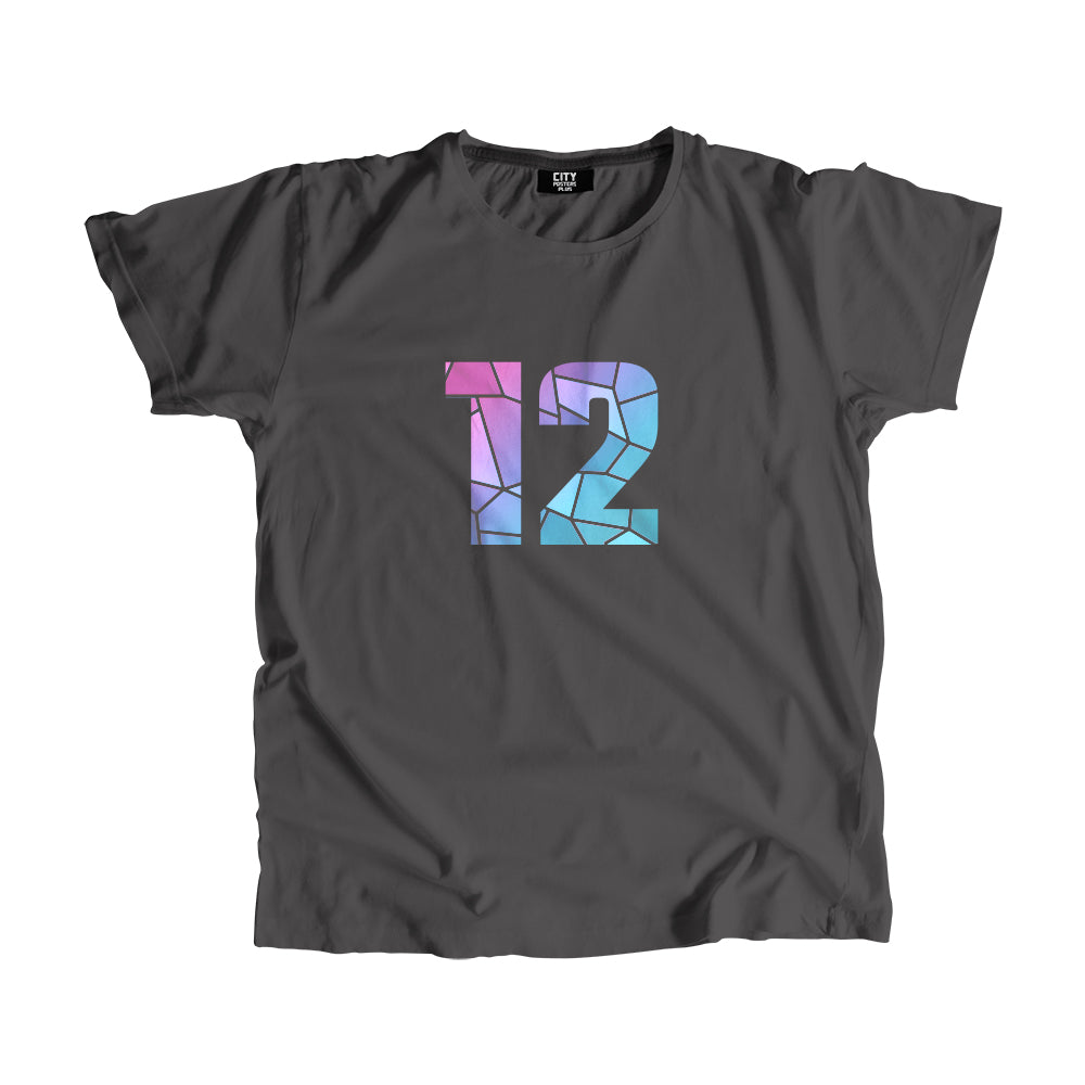 12 Number Men Unisex T-Shirt (Charcoal Grey)
