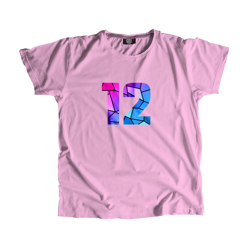 12 Number Men Unisex T-Shirt (Light Pink)