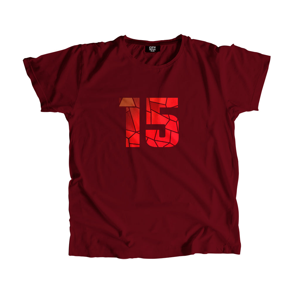 15 Number Men Unisex T-Shirt (Maroon)