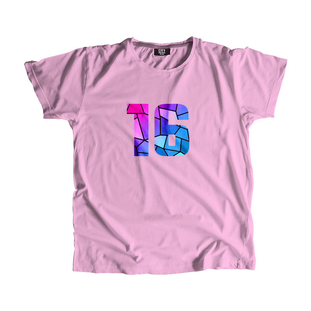 16 Number Men Unisex T-Shirt (Light Pink)