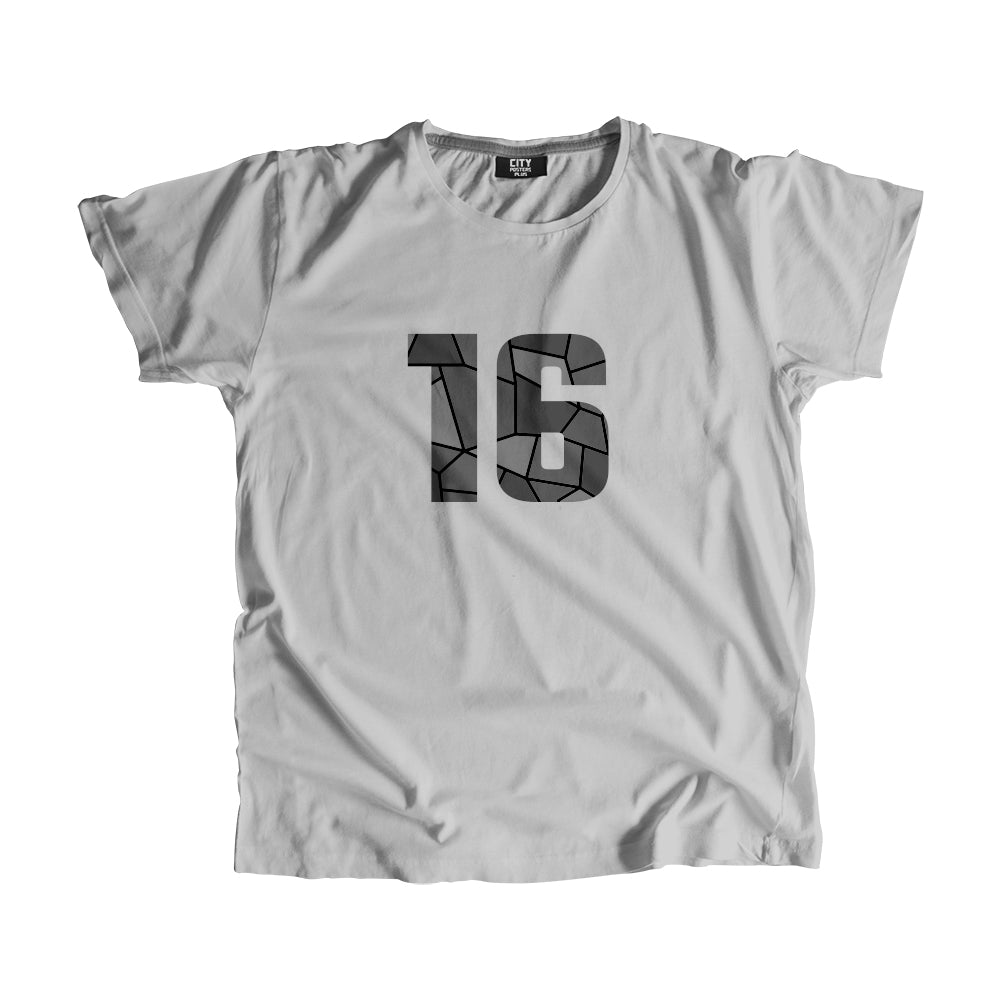 16 Number Men Unisex T-Shirt (Melange Grey)