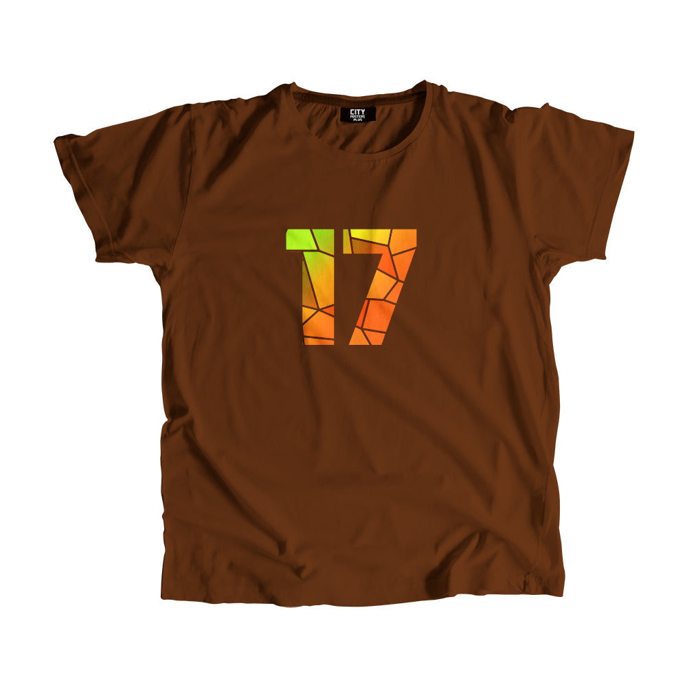 17 Number Men Unisex T-Shirt (Brown)