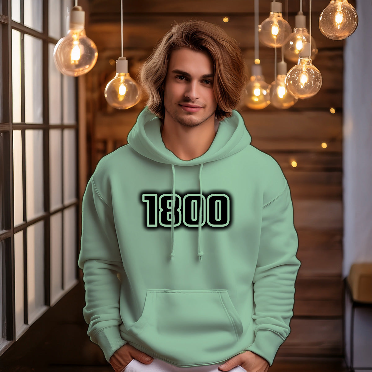 1800 Year Men Unisex Hoodie (Mint Green)