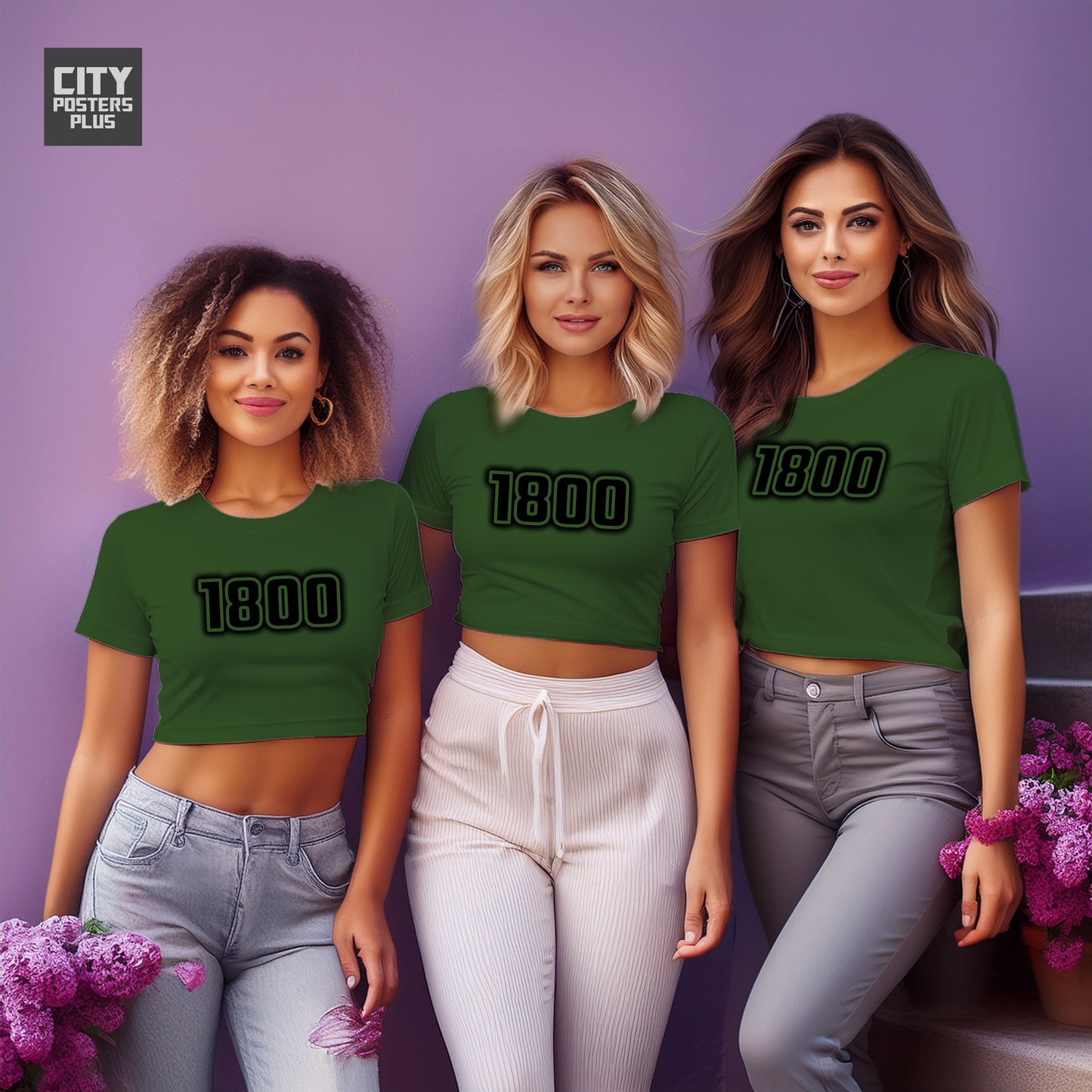 1800 Year Women Crop Top (Olive Green)