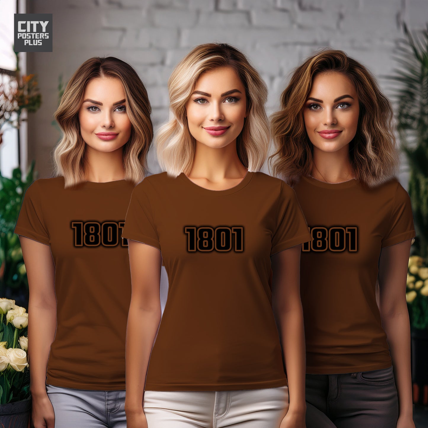 1801 Year Women T-Shirt (Brown)