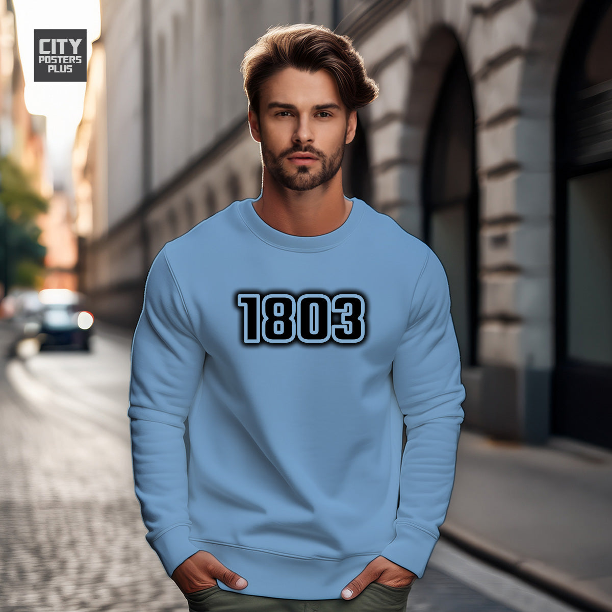 1803 Year Men Unisex Sweatshirt (Baby Blue)