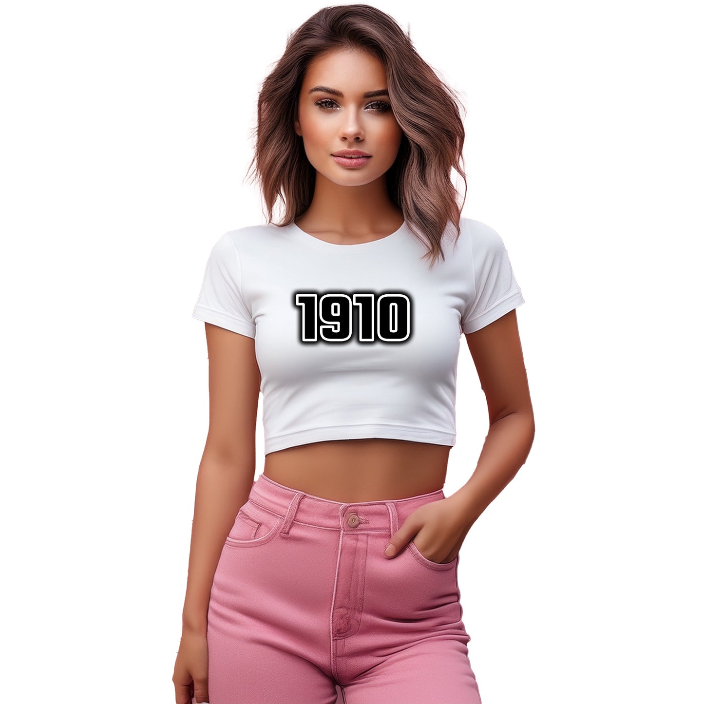 1910 Year Women Crop Top (White)
