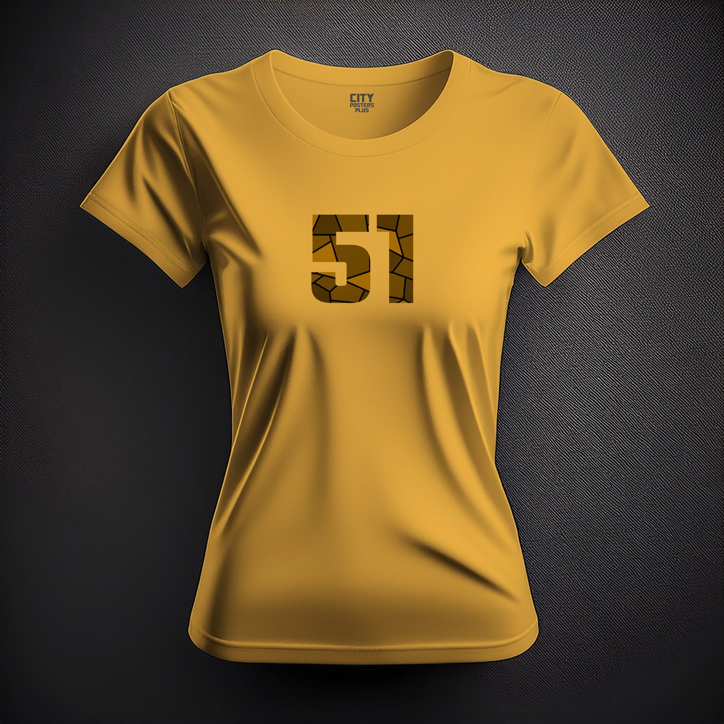 51 Number Women T-Shirt (Golden Yellow)