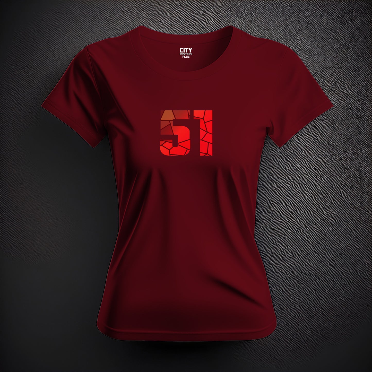 51 Number Women T-Shirt (Maroon)