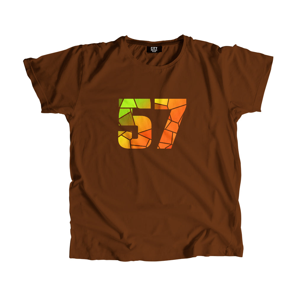 57 Number Men Unisex T-Shirt (Brown)