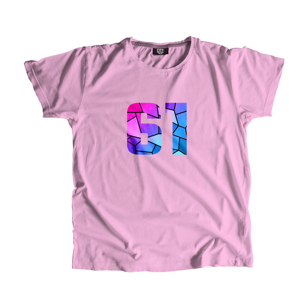 61 Number Men Unisex T-Shirt (Light Pink)