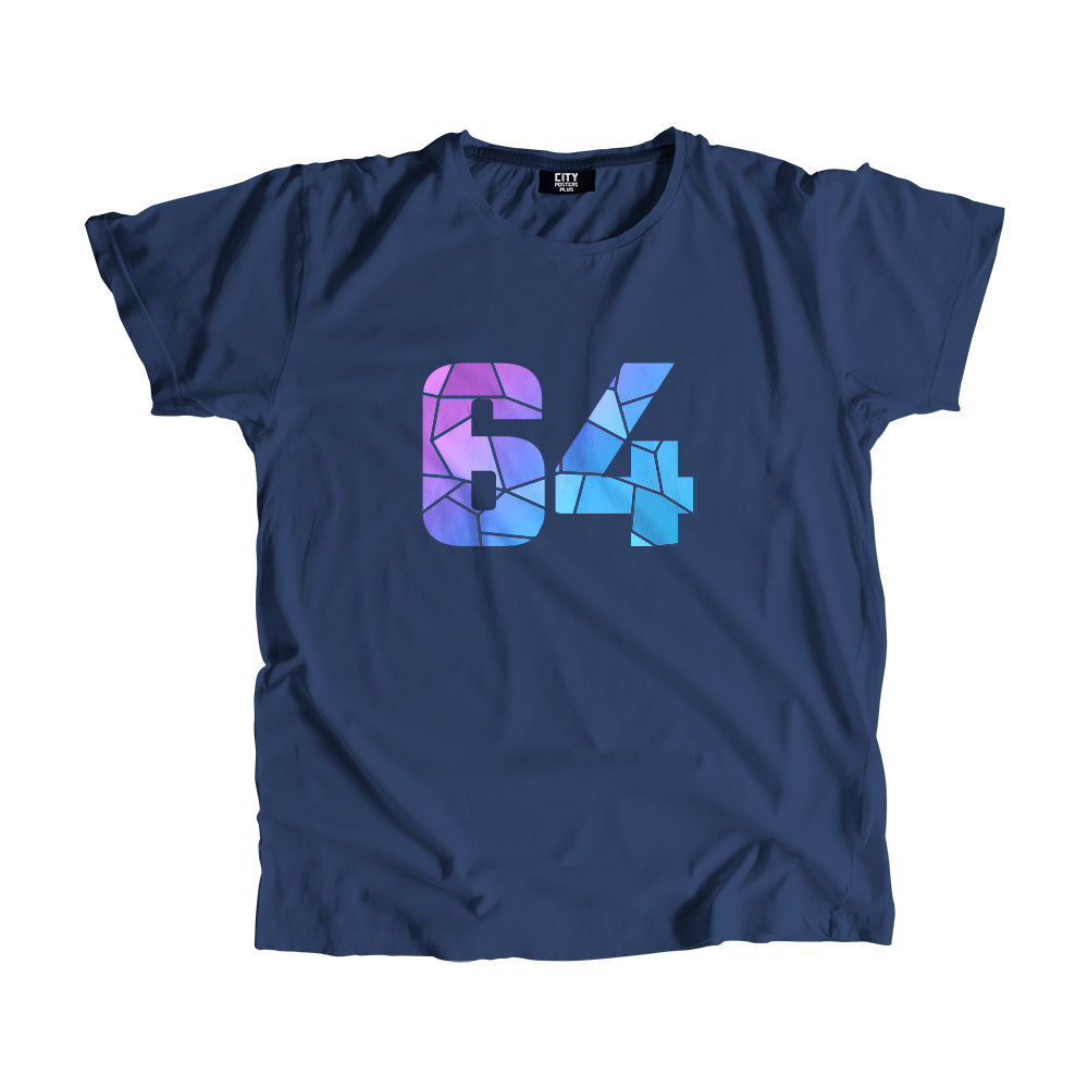 64 Number Men Unisex T-Shirt (Navy Blue)