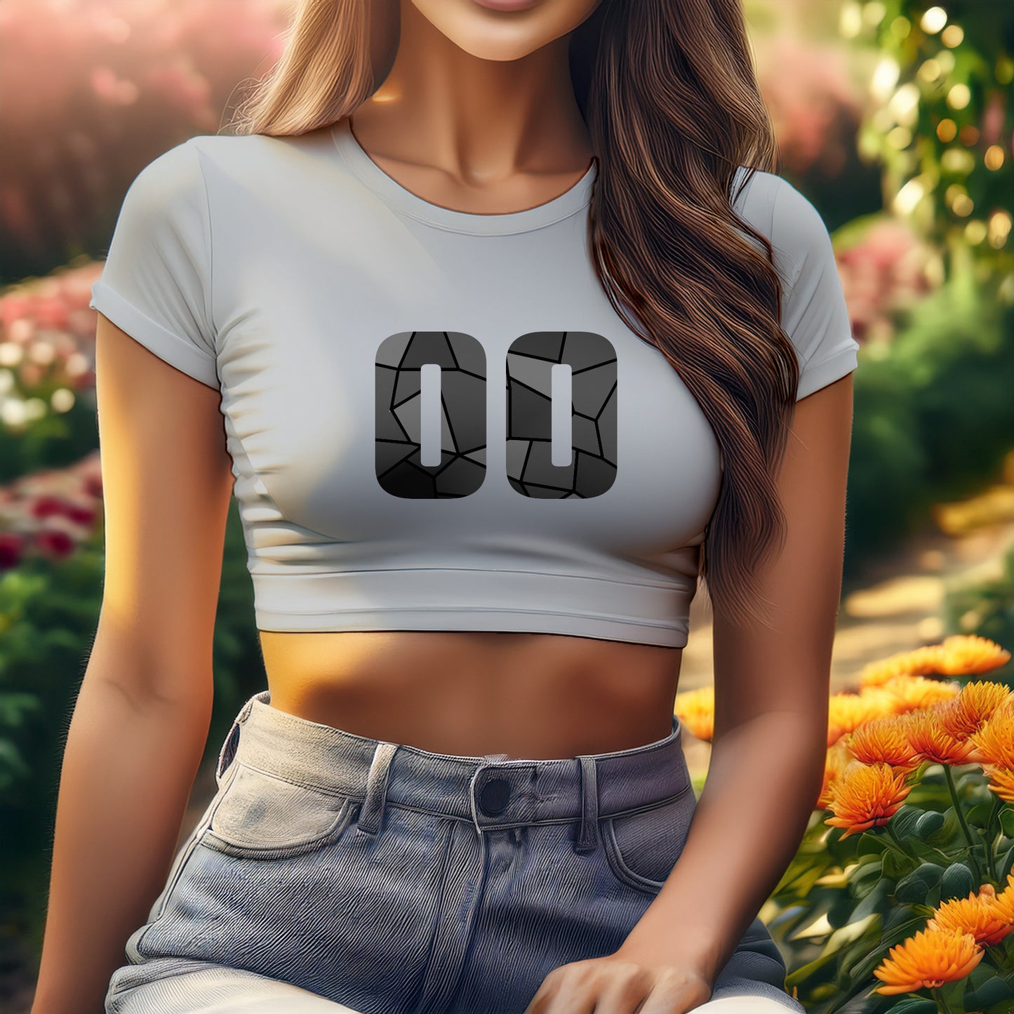 00 Number Women Crop Top (Melange Grey)