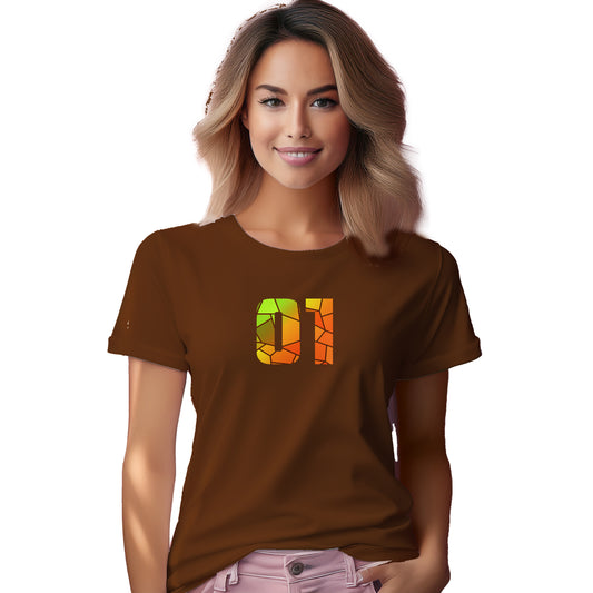 01 Number Women T-Shirt (Brown)