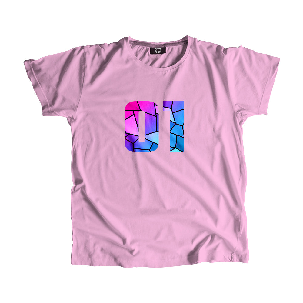 01 Number Men Unisex T-Shirt (Light Pink)