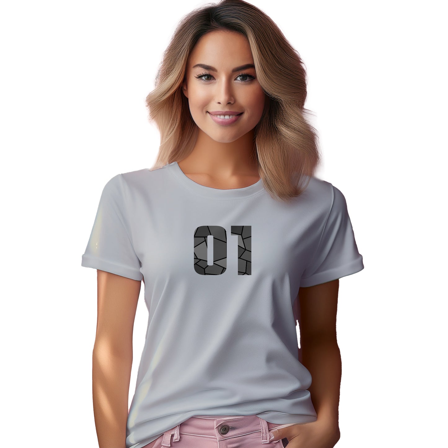 01 Number Women T-Shirt (Melange Grey)