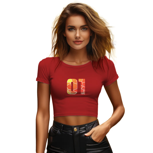 01 Number Women Crop Top (Red)