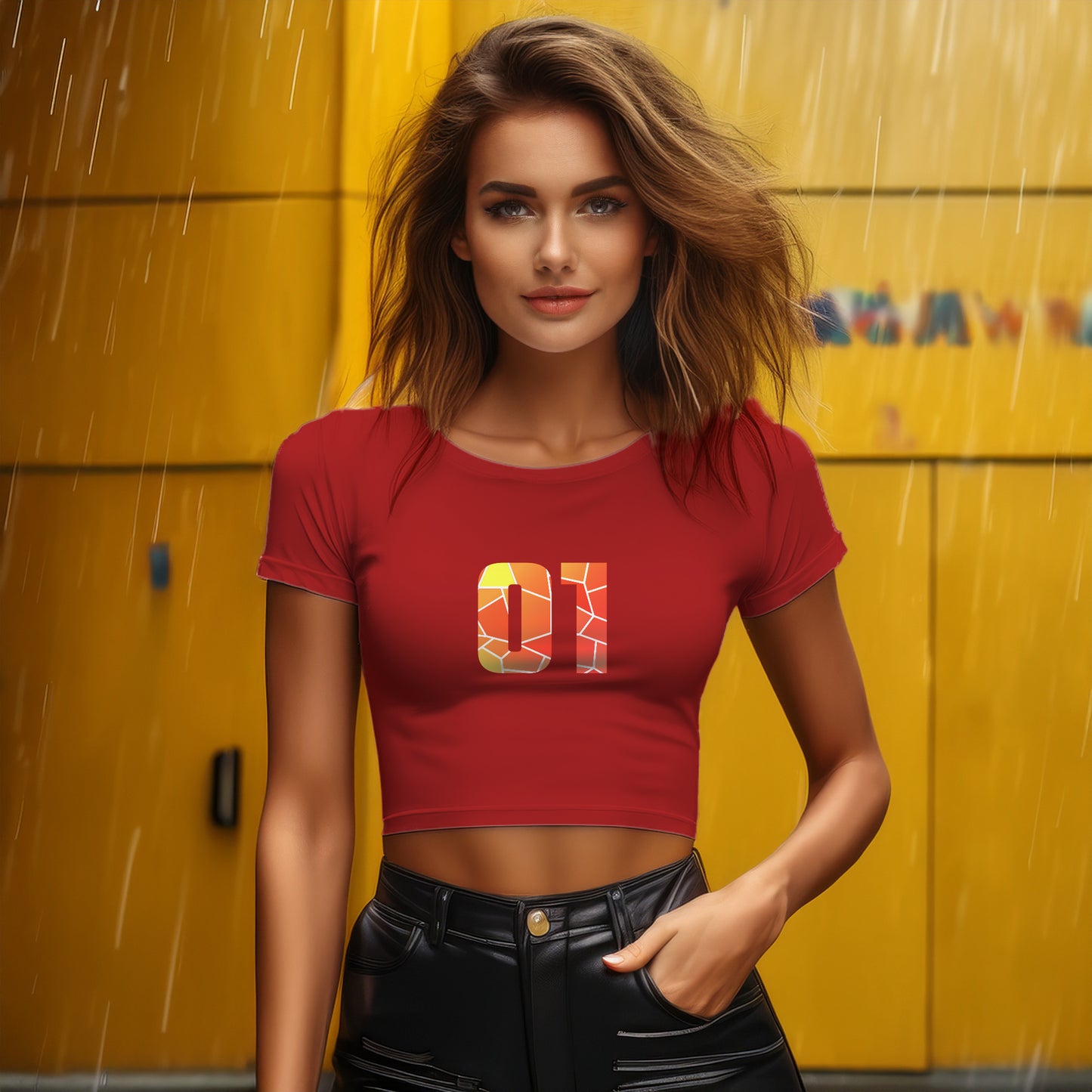 01 Number Women Crop Top (Red)