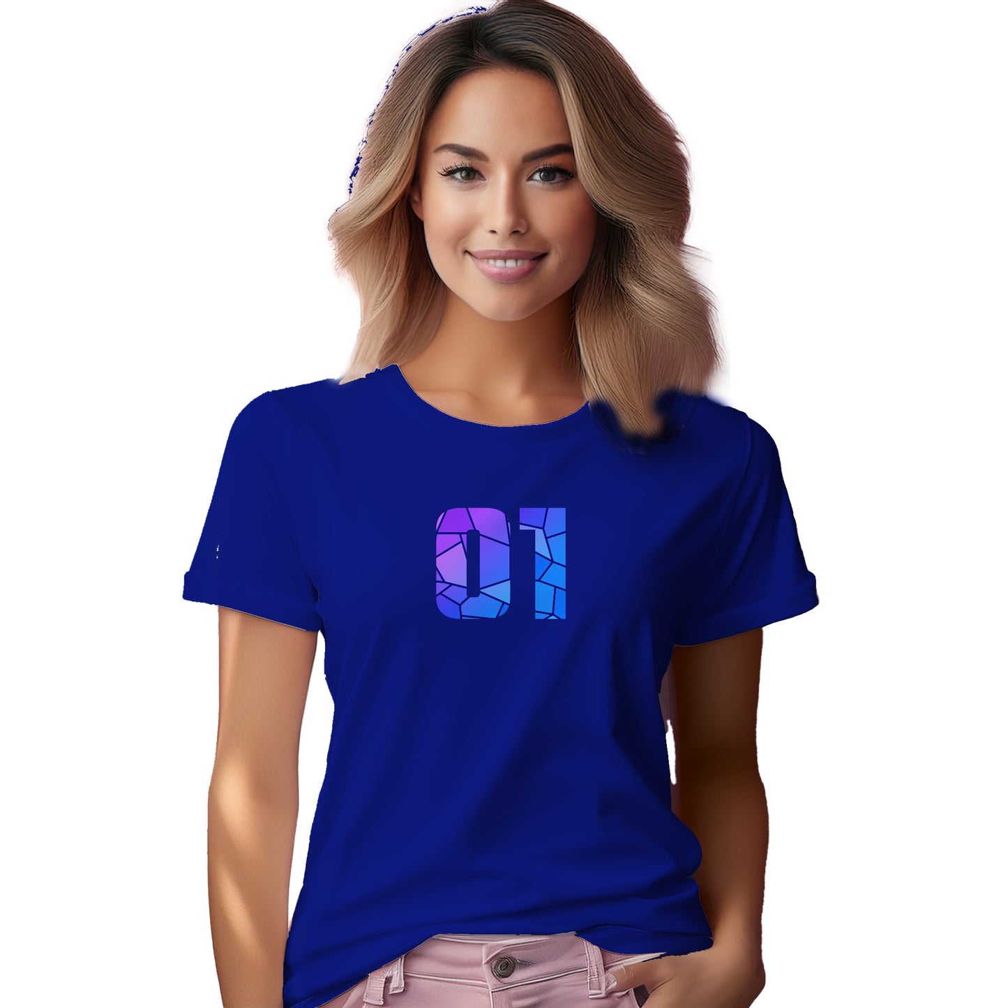 01 Number Women T-Shirt (Royal Blue)