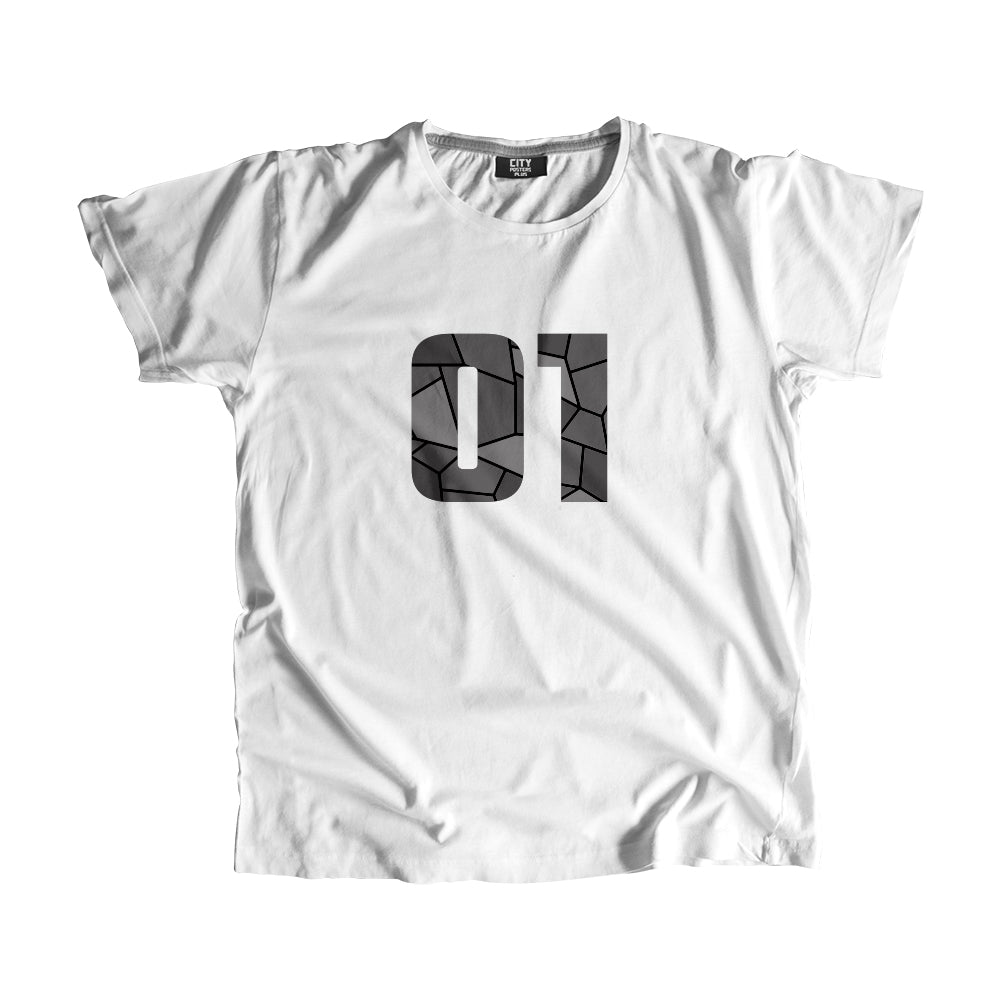 01 Number Men Unisex T-Shirt (White)