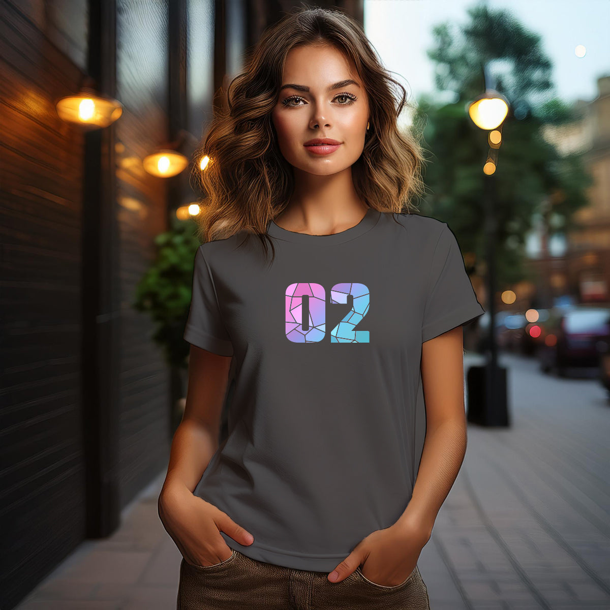 02 Number Women T-Shirt (Charcoal Grey)