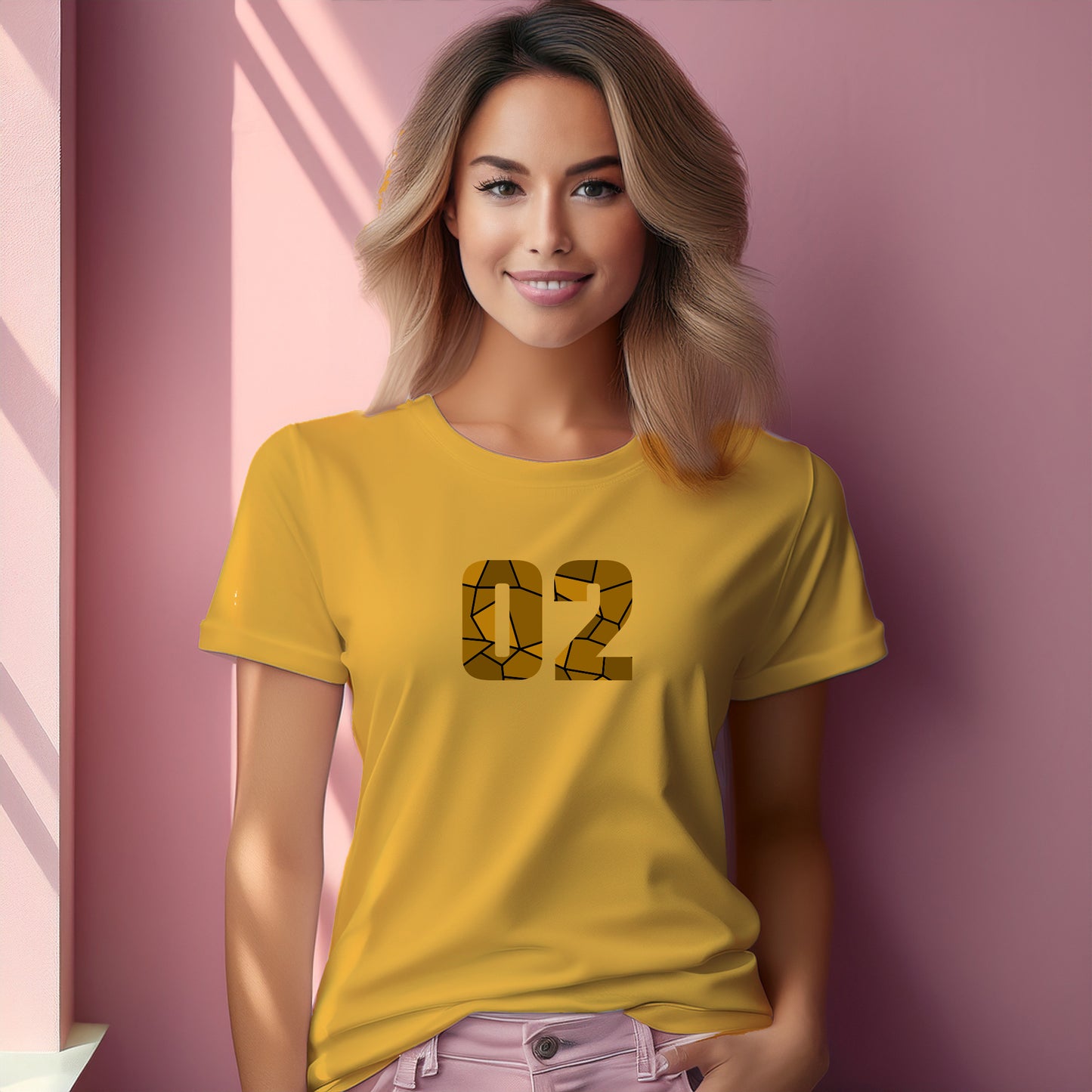 02 Number Women T-Shirt (Golden Yellow)