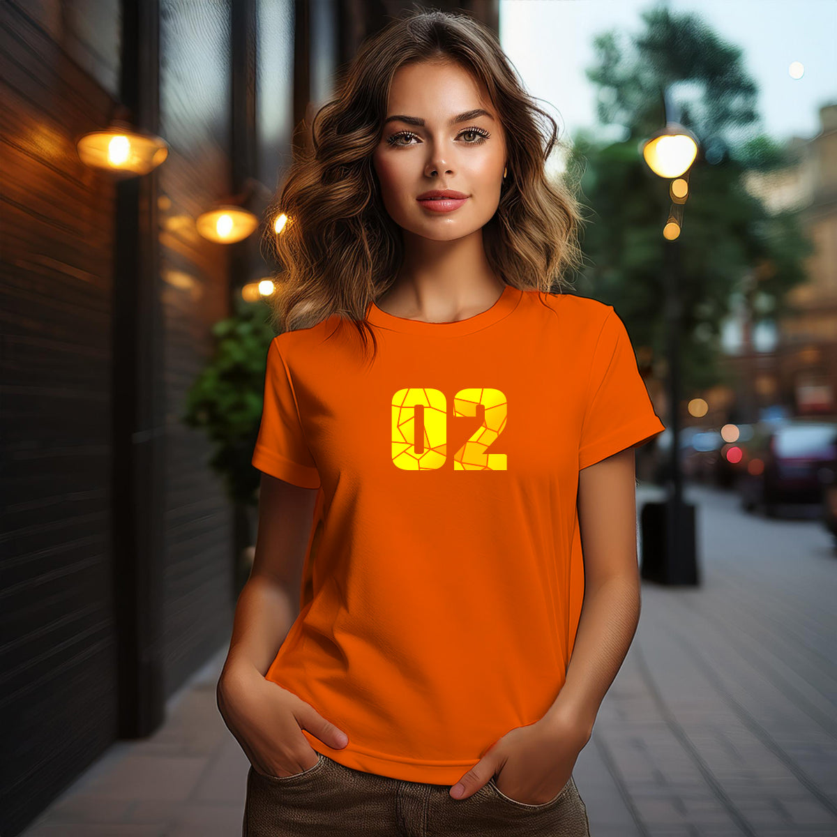 02 Number Women T-Shirt (Orange)