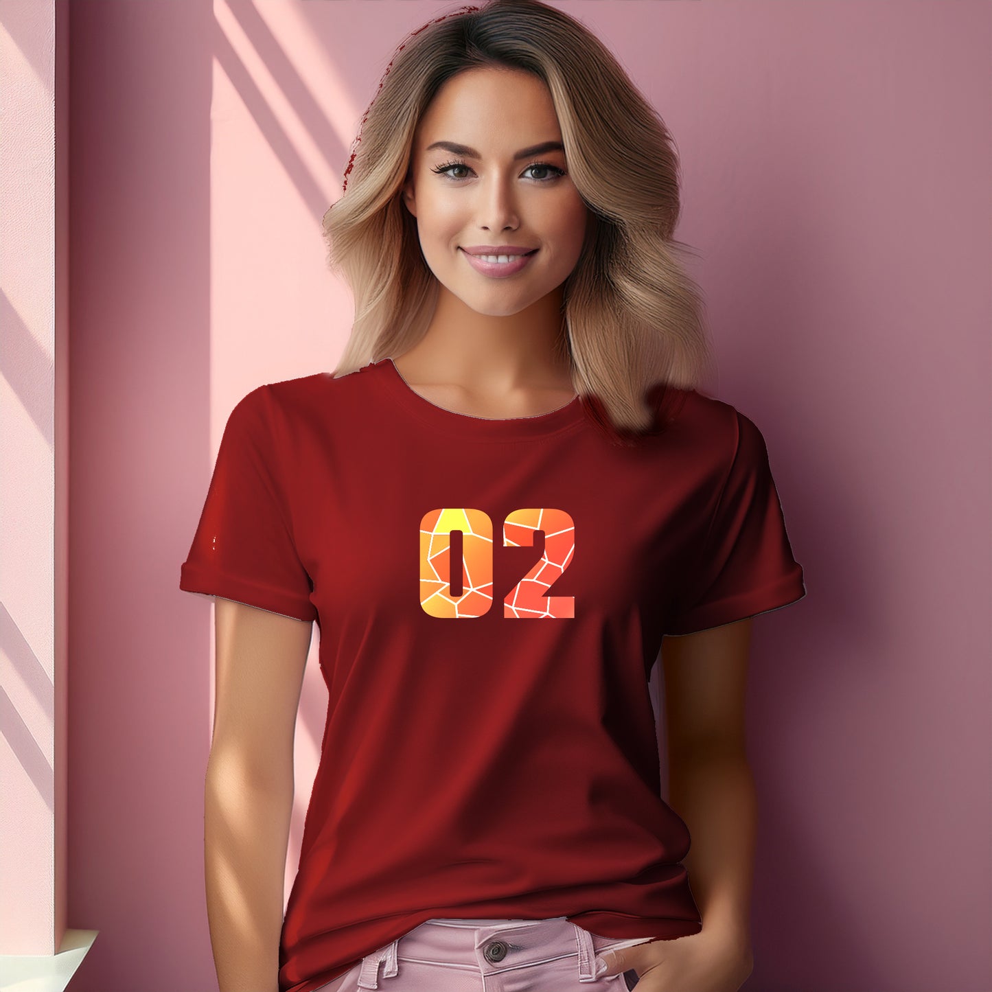 02 Number Women T-Shirt (Red)