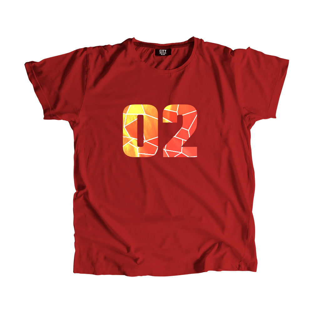 02 Number Men Unisex T-Shirt (Red)