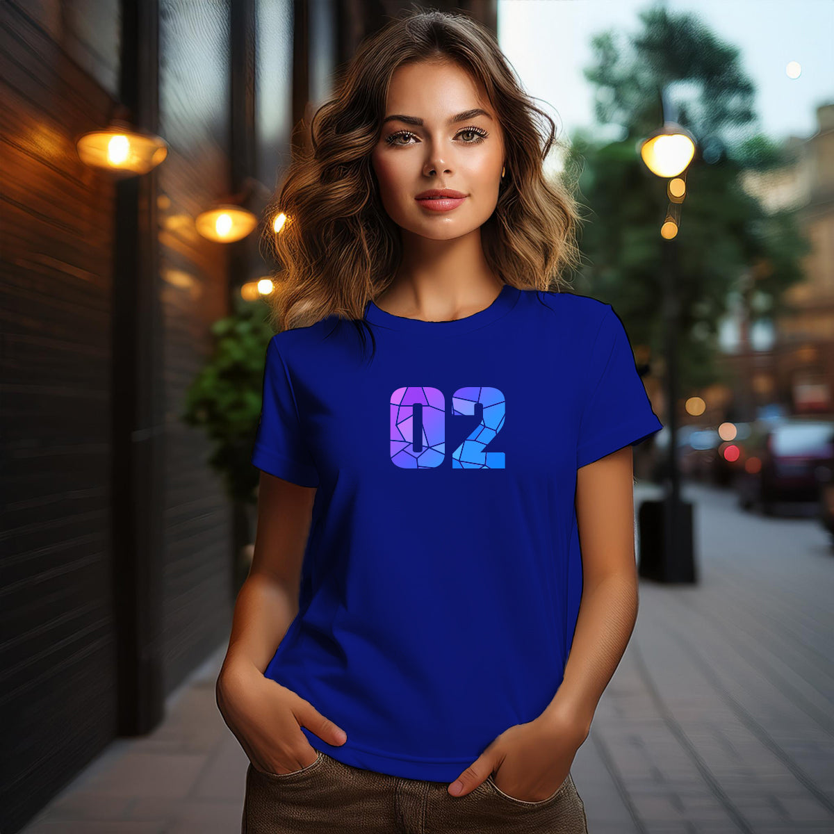 02 Number Women T-Shirt (Royal Blue)