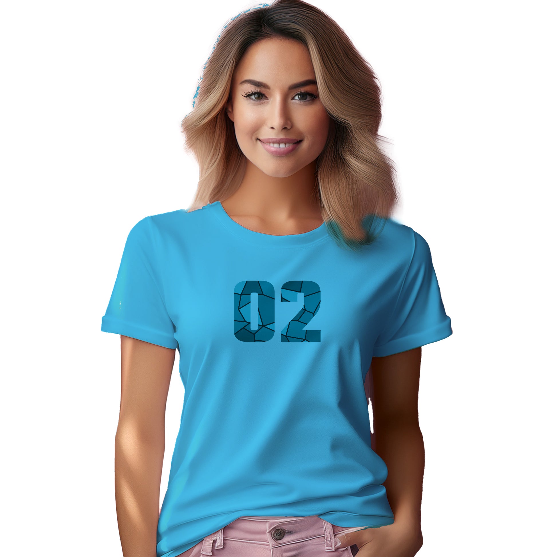02 Number Women T-Shirt (Sky Blue)