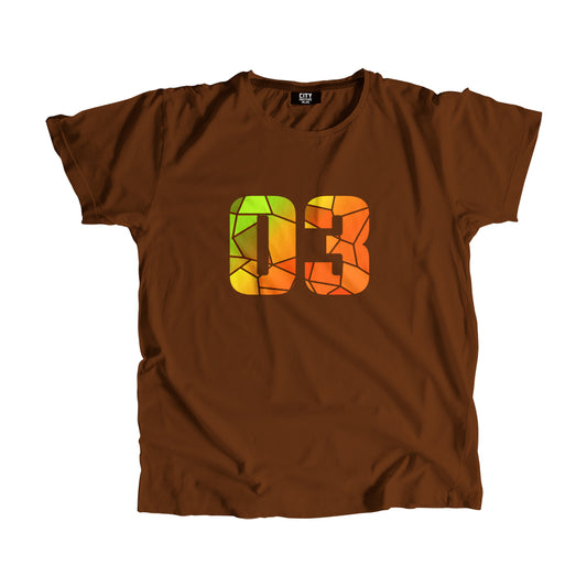 03 Number Men Unisex T-Shirt (Brown)