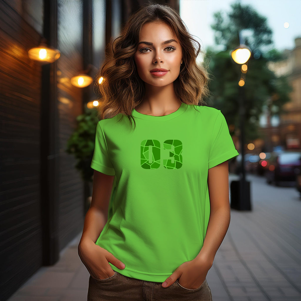 03 Number Women T-Shirt (Liril Green)