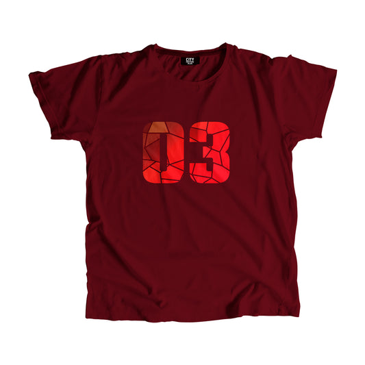 03 Number Men Unisex T-Shirt (Maroon)