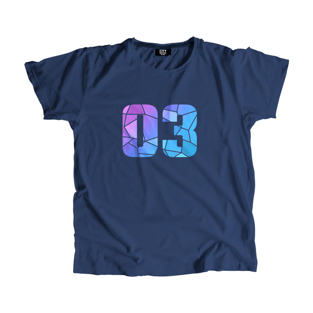 03 Number Men Unisex T-Shirt (Navy Blue)