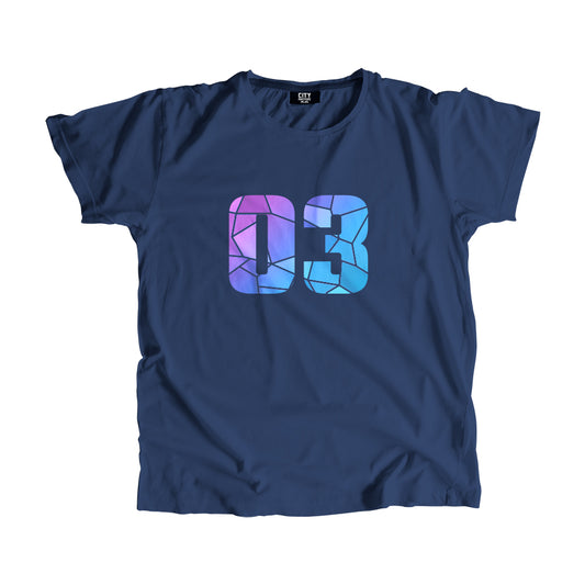 03 Number Men Unisex T-Shirt (Navy Blue)