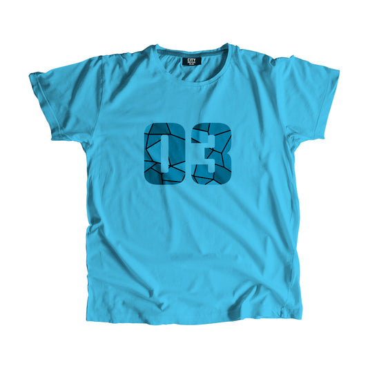 03 Number Men Unisex T-Shirt (Sky Blue)