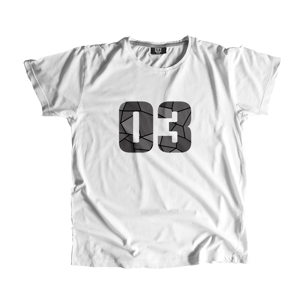 03 Number Men Unisex T-Shirt (White)