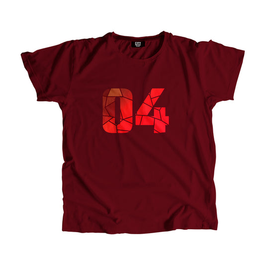 04 Number Men Unisex T-Shirt (Maroon)