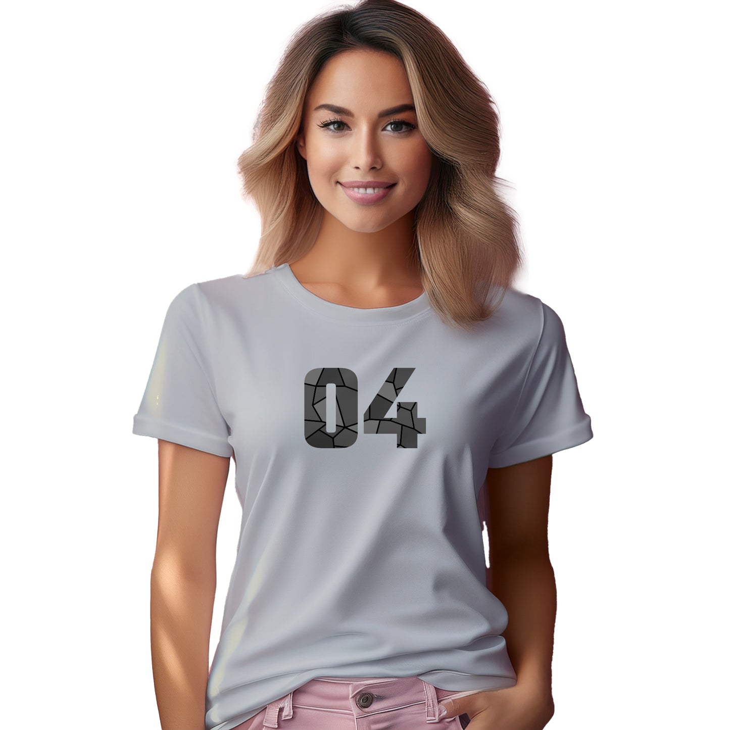 04 Number Women T-Shirt (Melange Grey)