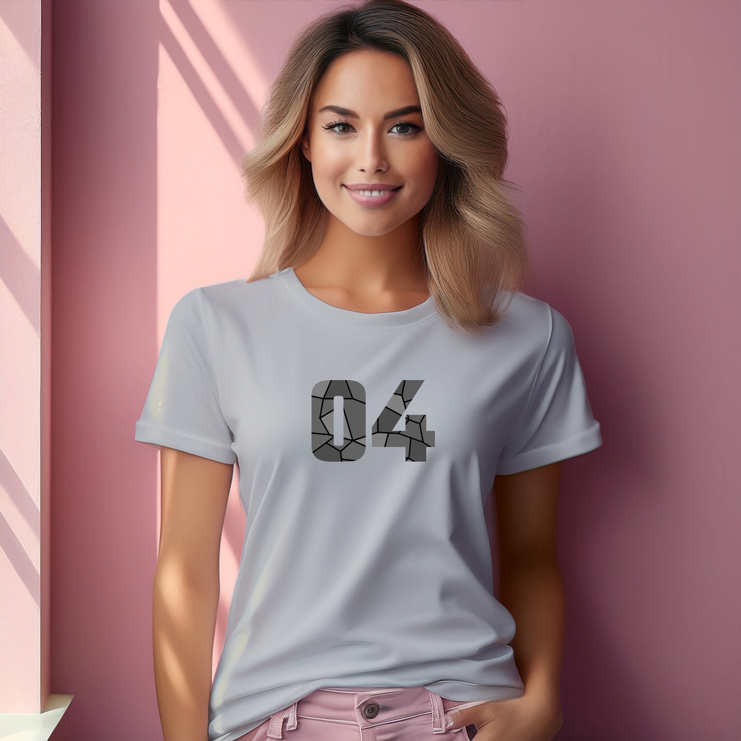 04 Number Women T-Shirt (Melange Grey)
