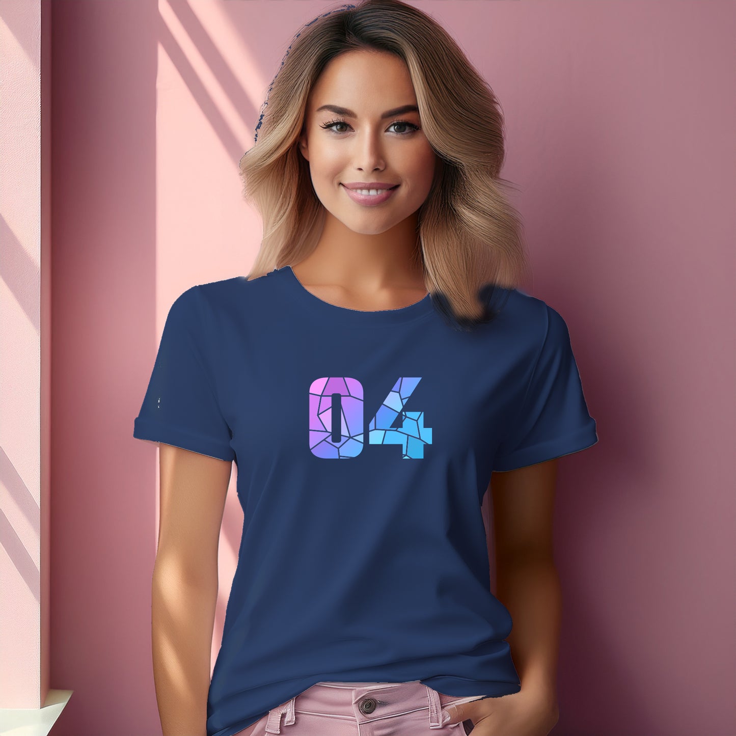 04 Number Women T-Shirt (Navy Blue)