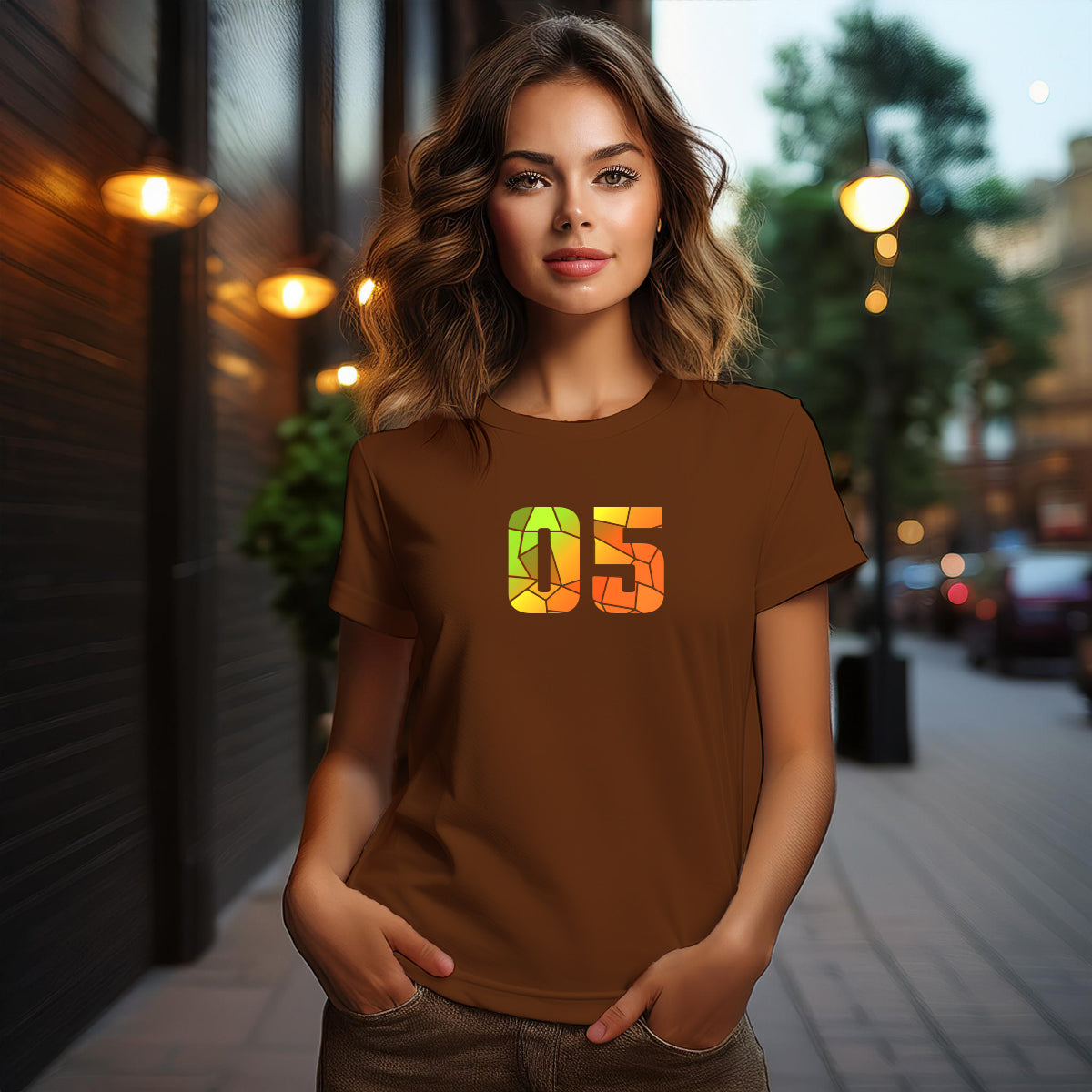 05 Number Women T-Shirt (Brown)
