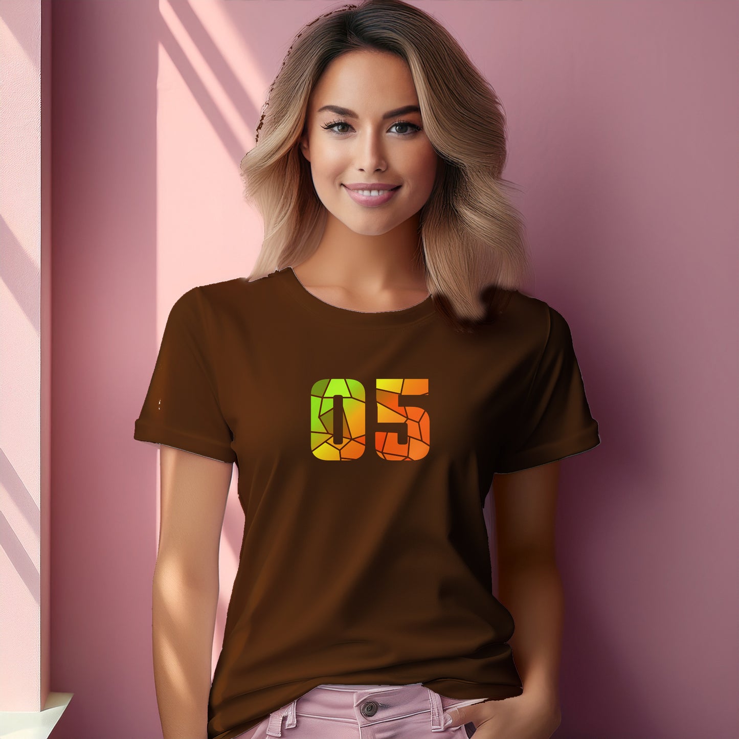 05 Number Women T-Shirt (Brown)