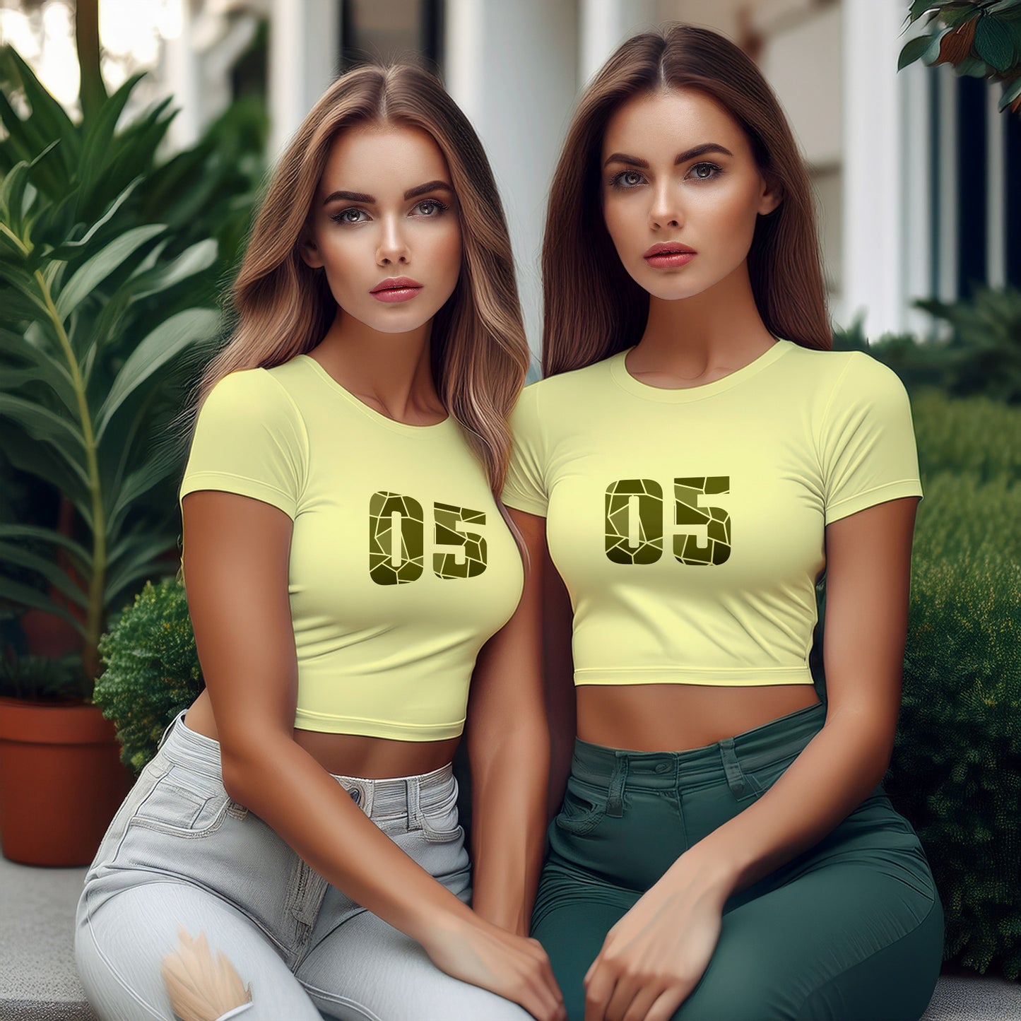 05 Number Women Crop Top (Butter Yellow)