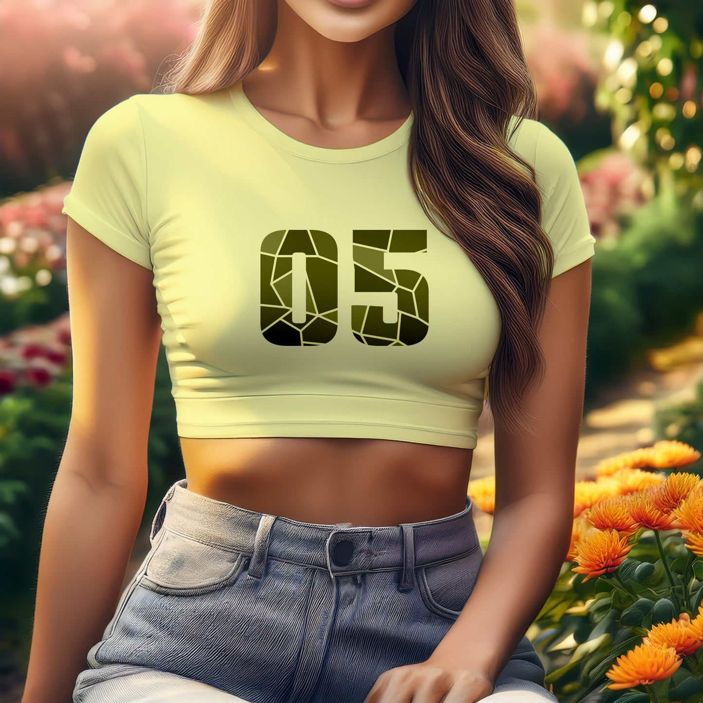 05 Number Women Crop Top (Butter Yellow)