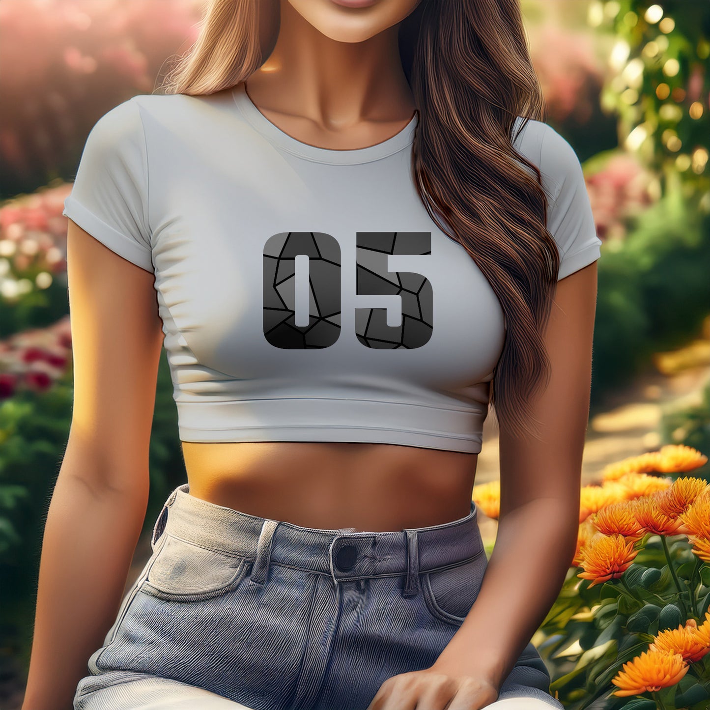 05 Number Women Crop Top (Melange Grey)